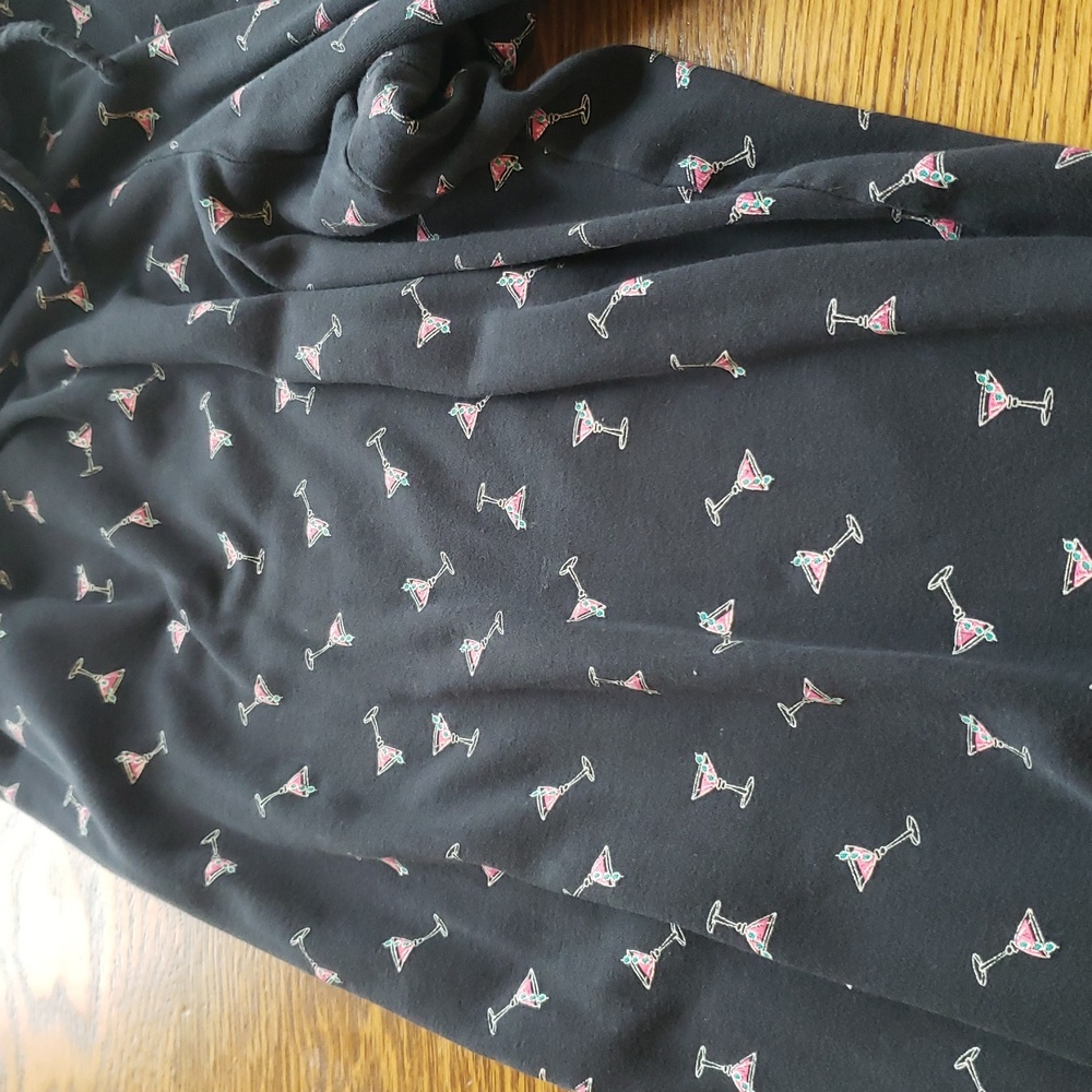 Martini PJ Pants- Black with Martini Glass Print Size: L